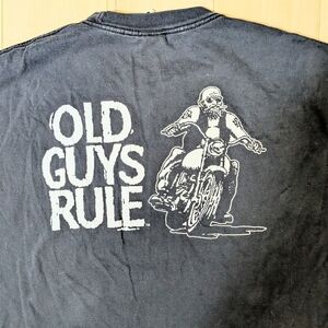 Vintage 90's Men's Black 'Old Guys Rule' Motorcycle Graphic Tee Y2K